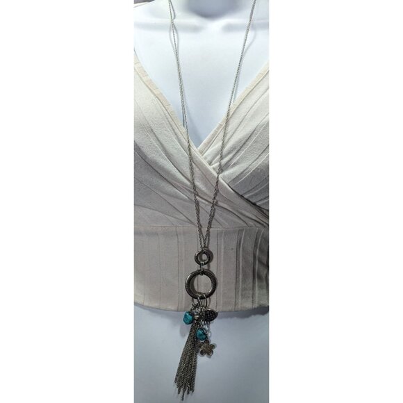Bohemian Floral Tassel Cluster Charm Pendant Necklace - Picture 4 of 7